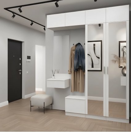 Набор мебели для прихожей "Марсель-209" МР 01-209 В2490 Ш2000 Г420 (ЛДСП Белый премиум)